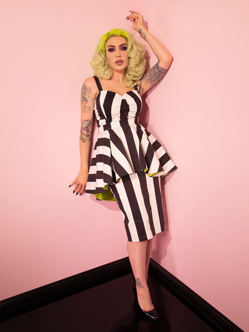 Vixen by Micheline Pitt BEETLEJUICE™ Ghost with the Most Peplum Dress NWT